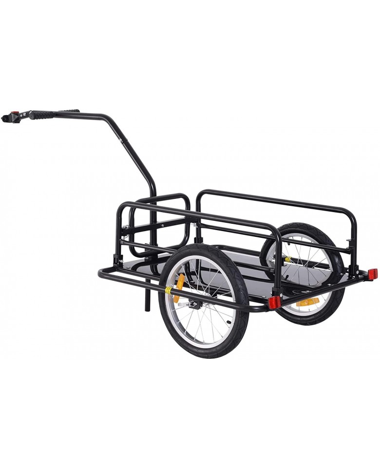 Aosom Foldable Bike Cargo Trailer Cart with Hitch, 80lbs Capacity, 16in Wheels, Black