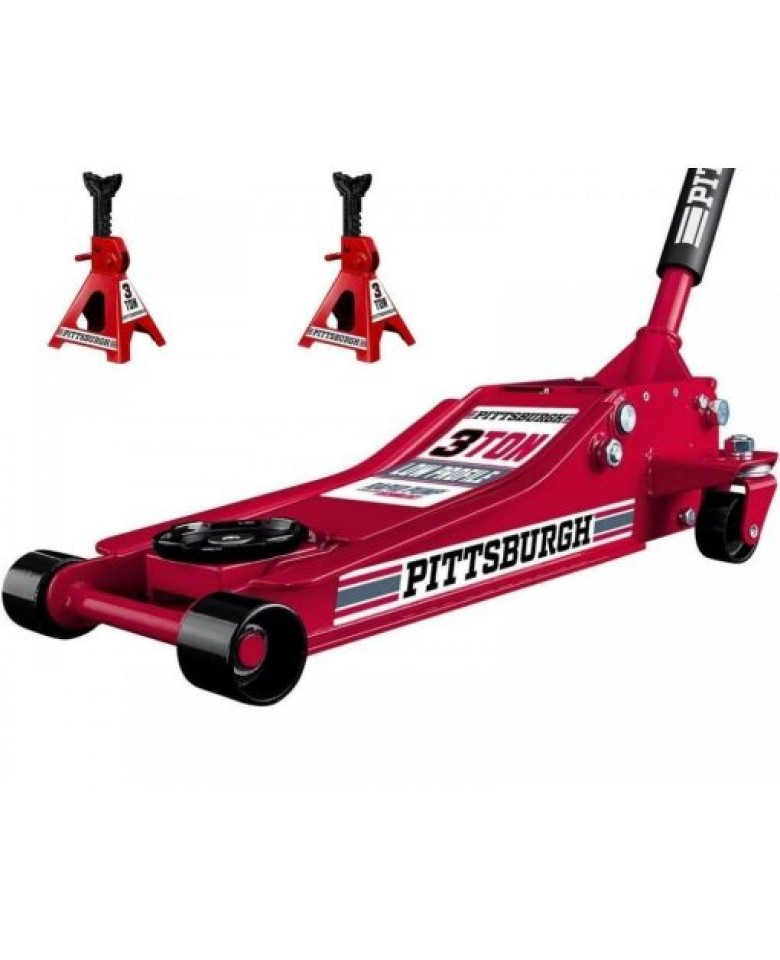3 Ton Low Profile Floor Jack and Jack Stands Set Steel Hydraulic Car Jack Lift