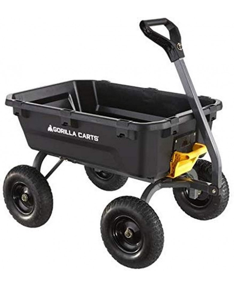 Gorilla Carts 7GCG-NF 7 Cu. Ft. Heavy-Duty Poly Garden Dump Cart with No-Flat Tires, Black ( Exclusive)