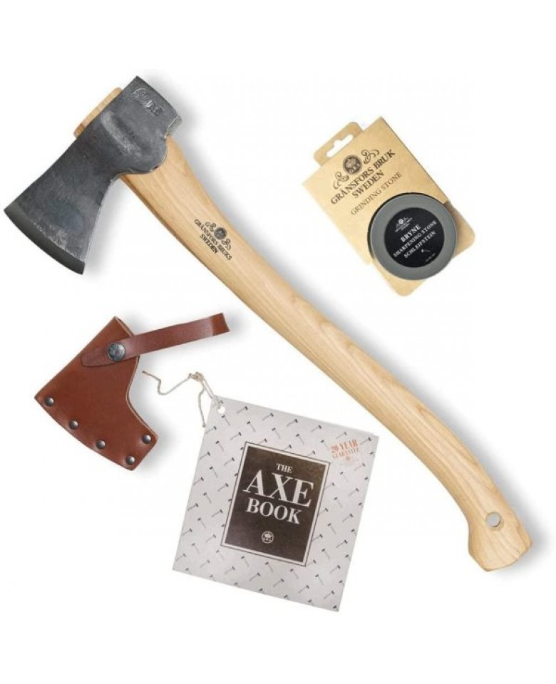 Gransfors Bruk Small Forest Axe (420) with Ceramic Grinding Sharpening Stone (4034) – Bundle (2 Items)