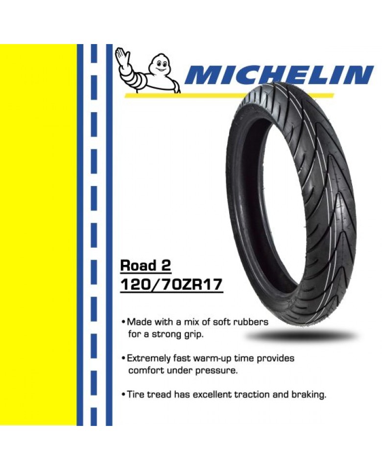 Michelin Road 2 120/70ZR17 Front 190/50ZR17 Rear Motorcycle Tires Set Sport/Touring Bike 58W 73W Radial