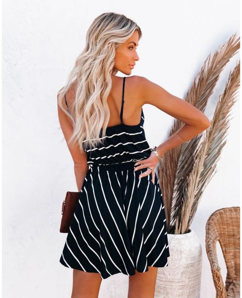 Swing Of Things Cotton Striped Knit Dress