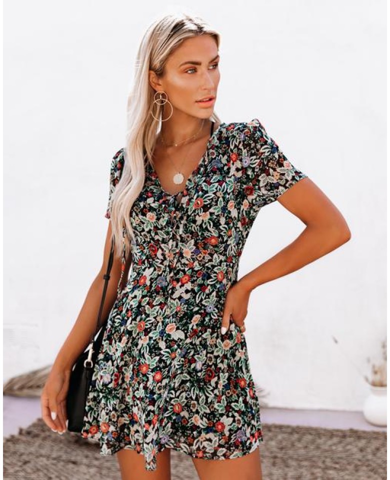 Positively In Love Floral Chiffon Mini Dress