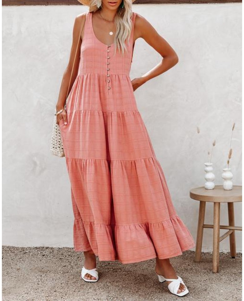 Descend Pocketed Tiered Maxi Dress