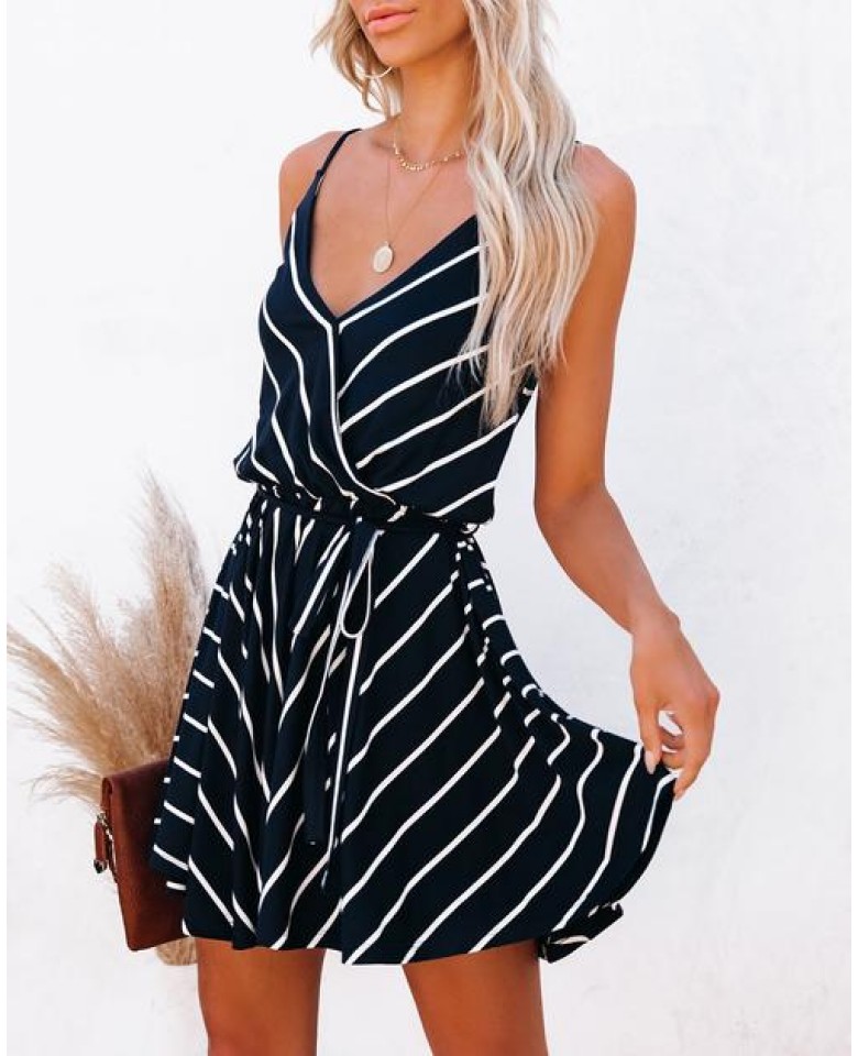 Swing Of Things Cotton Striped Knit Dress