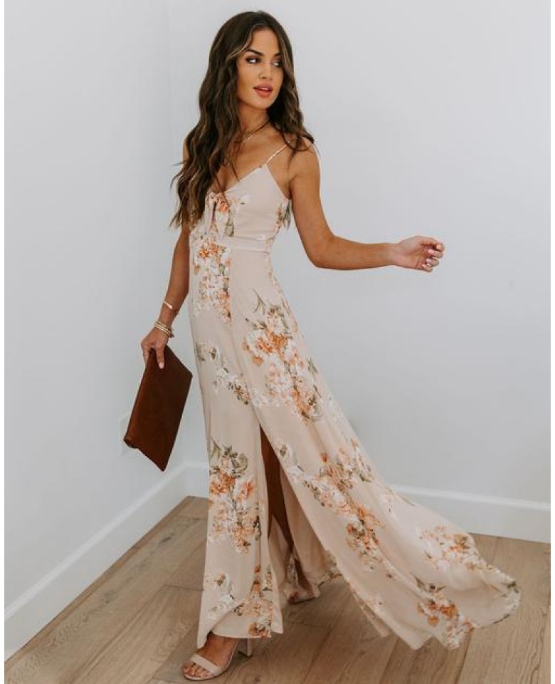 Smile Says It All Floral Tie Front Maxi Dress